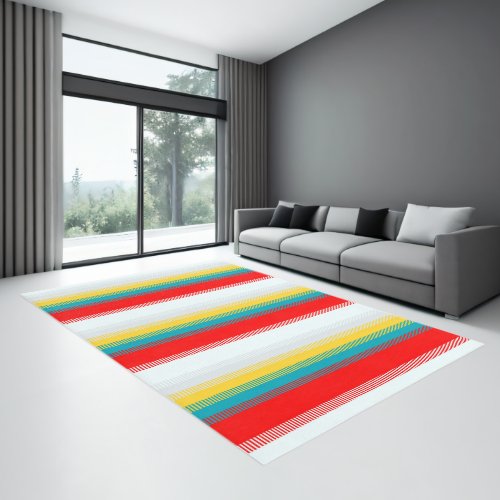 Red Blue Yellow White Gray Abstract Unique Pattern Rug