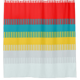 Red Blue Yellow White Gray Abstract Unique Pattern Shower Curtain