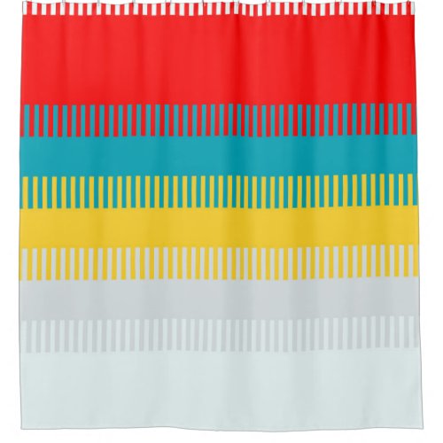 Red Blue Yellow White Gray Abstract Unique Pattern Shower Curtain
