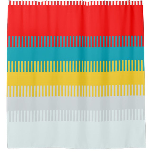 Red Blue Yellow White Gray Abstract Unique Pattern Shower Curtain (Front)
