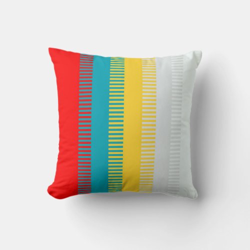 Red Blue Yellow White Gray Abstract Unique Pattern Throw Pillow