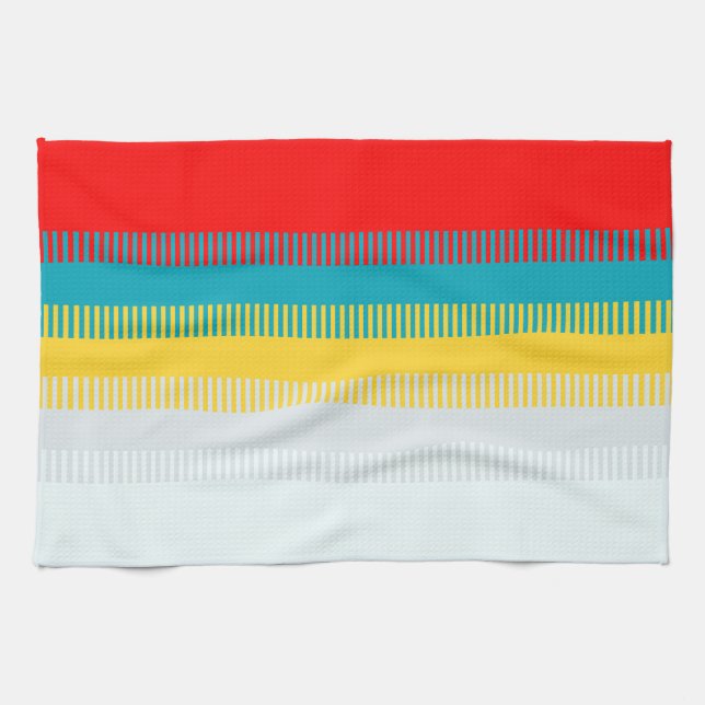 Red Blue Yellow White Gray Abstract Unique Pattern Towel (Horizontal)