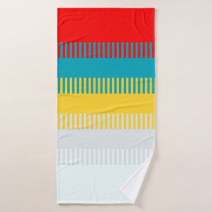 Red Blue Yellow White Gray Chic Unique Pattern Bath Towel