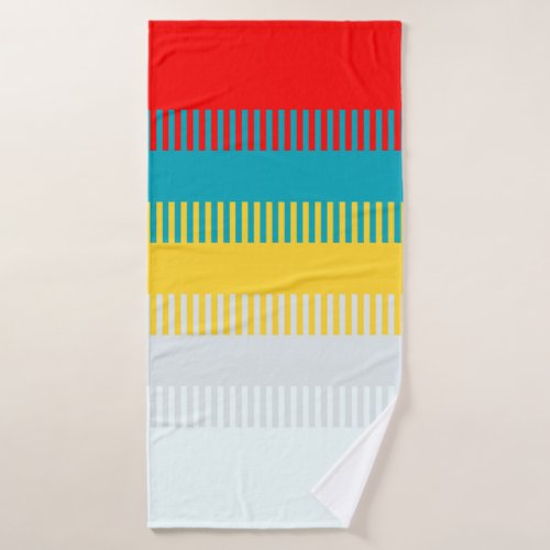 Red Blue Yellow White Gray Chic Unique Pattern Bath Towel