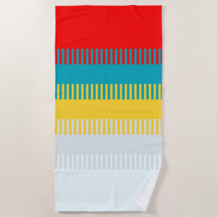 Red Blue Yellow White Gray Chic Unique Pattern Beach Towel