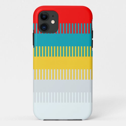 Red Blue Yellow White Gray Chic Unique Pattern iPhone 11 Case