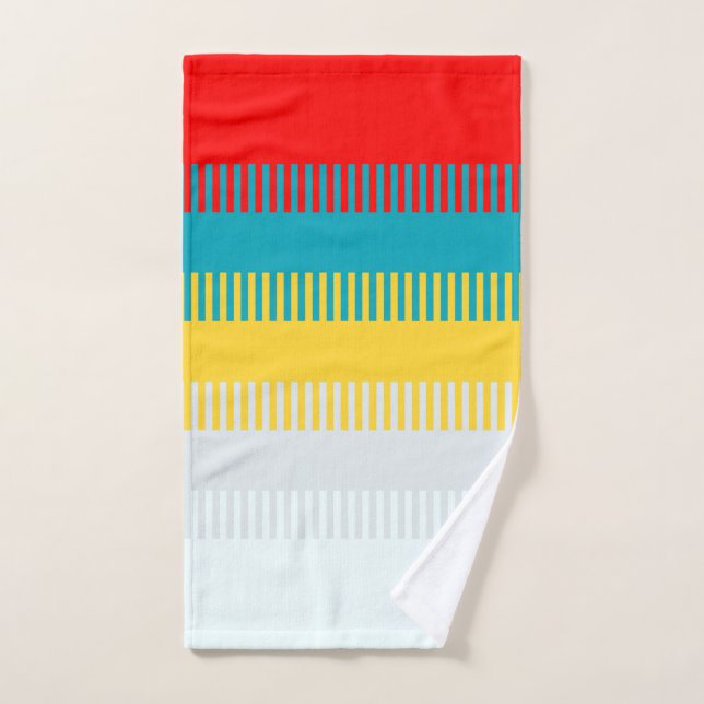 Red Blue Yellow White Gray Chic Unique Pattern Hand Towel (Hand Towel)