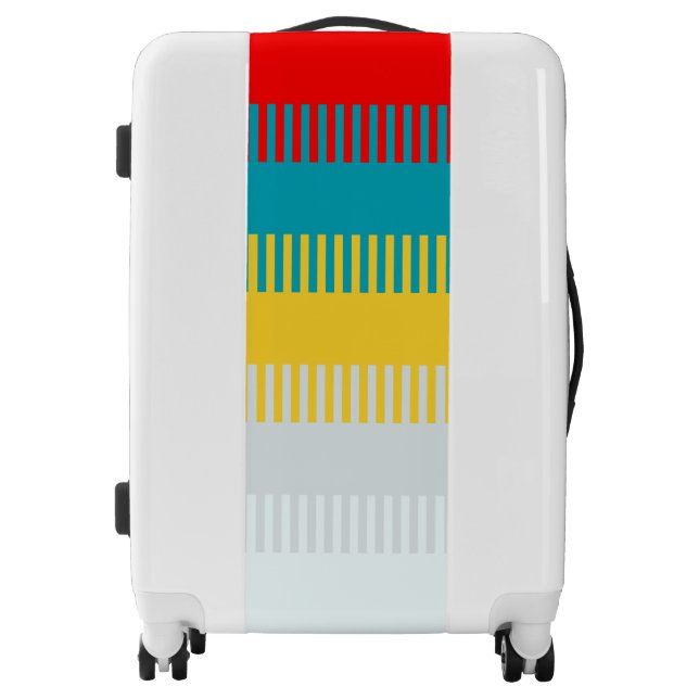 Red Blue Yellow White Gray Chic Unique Pattern Luggage (Front)