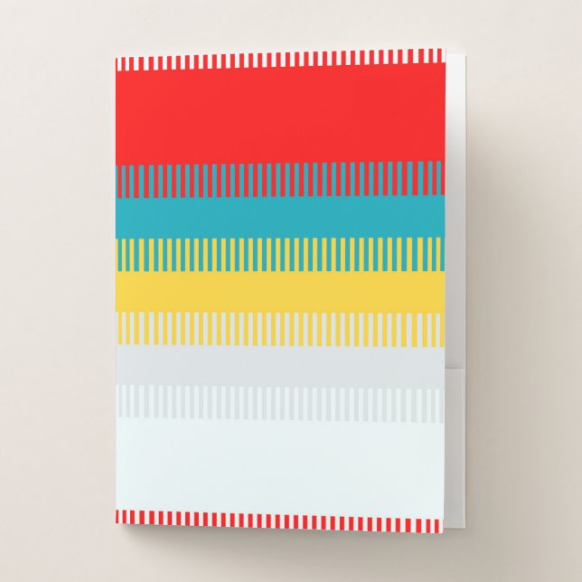 Red Blue Yellow White Gray Chic Unique Pattern Pocket Folder (Front)