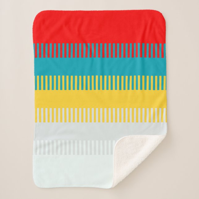 Red Blue Yellow White Gray Chic Unique Pattern Sherpa Blanket (Front)