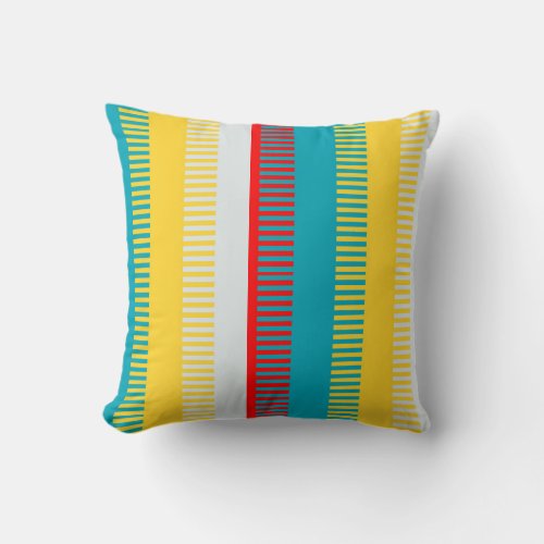 Red Blue Yellow White Gray Chic Unique Pattern Throw Pillow