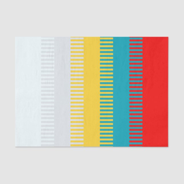 Red Blue Yellow White Gray Chic Unique Pattern Tissue Paper (Front)