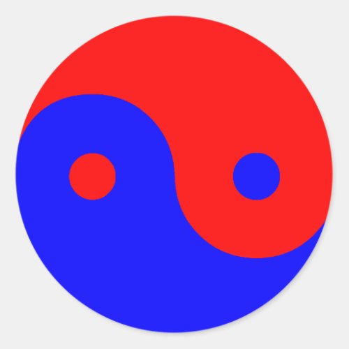 Red Blue Yin Yang Classic Round Sticker