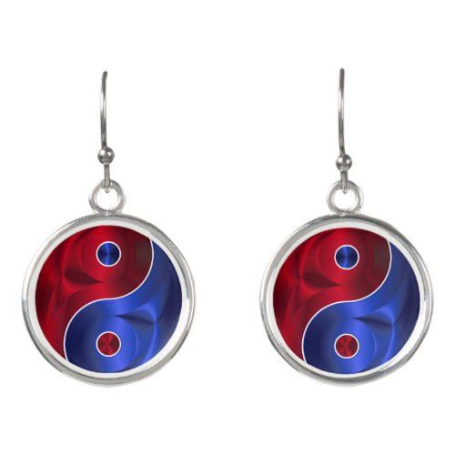 red blue yin yang earrings