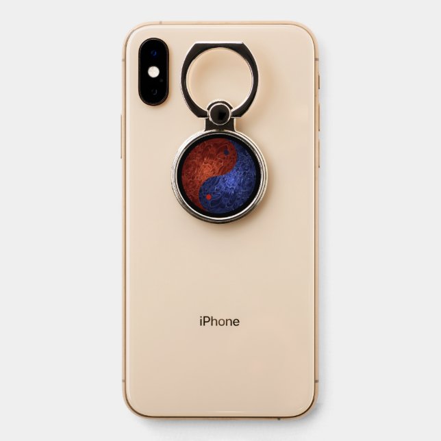 Red Blue Yin Yang Phone Ring Stand (On Phone)