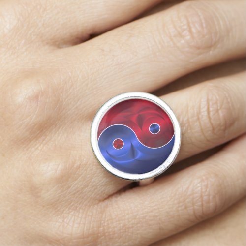 red blue yin yang ring