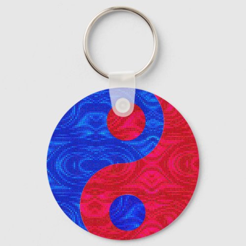 Red  Blue Yin Yang Symbol Key Chain