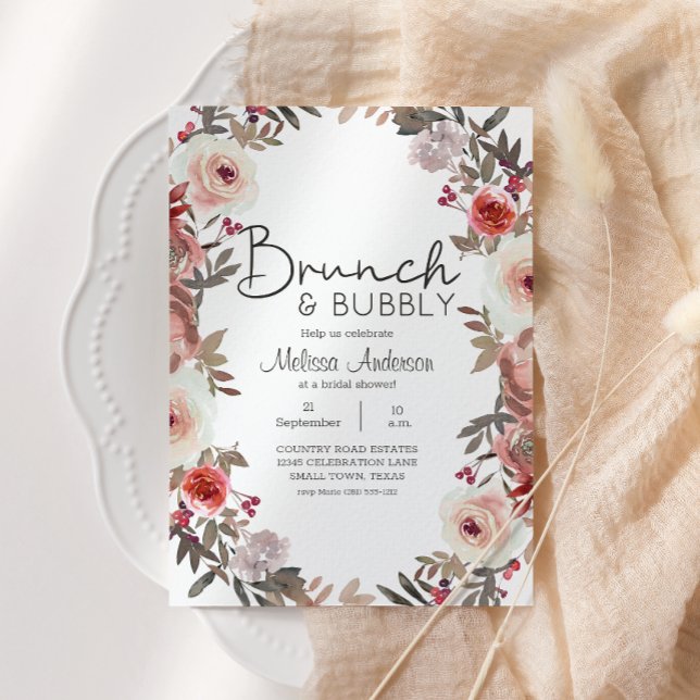 Red Blush Floral Roses Bridal Shower Brunch (Creator Uploaded)