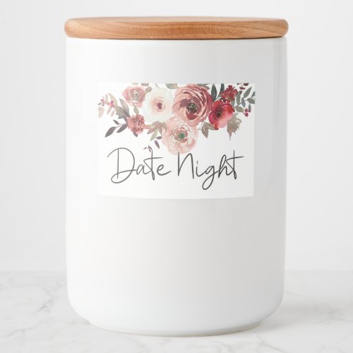 Red Blush Floral Roses Date Night Jar Food Label