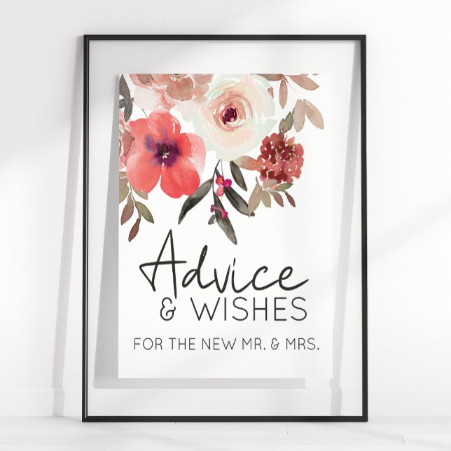 Red Blush Floral Roses Elegant Advice Wishes Poster (Creator Uploaded)