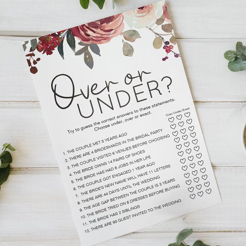 Red Blush Floral Roses Game Over Under Flyer