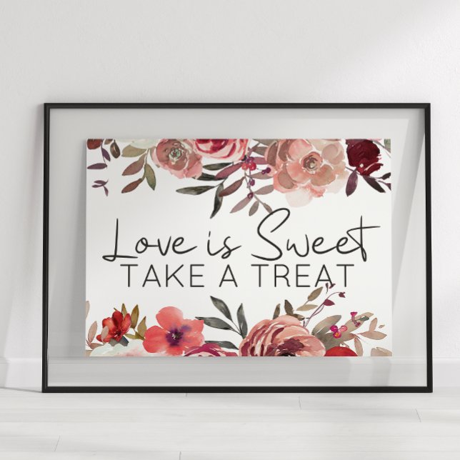 Red Blush Floral Roses Love Is Sweet Favor Poster (Creator Uploaded)
