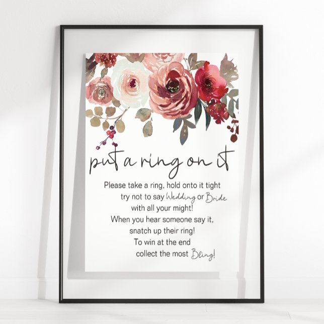 Red Blush Floral Roses Put A Ring On It Game Poster (Creator Uploaded)