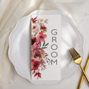 Red Blush Floral Roses Reserved Seating  Menu