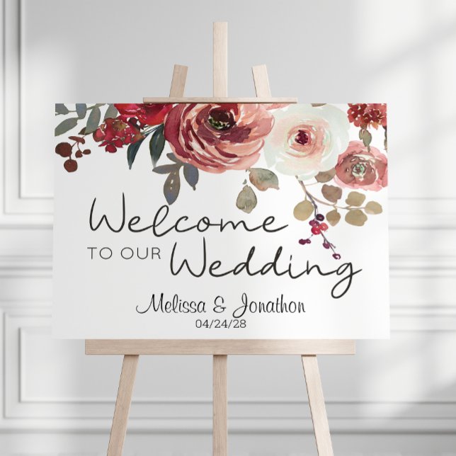 Red Blush Floral Roses Wedding Poster (Creator Uploaded)