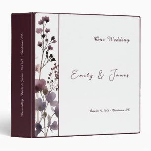 Red Blush Floral Wedding Elegant 3 Ring Binder