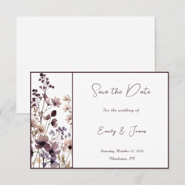Red Blush Floral Wedding Elegant Romantic Save The Date (Front/Back)