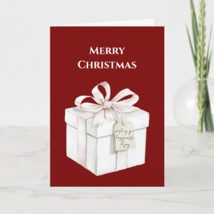 Red Blush Pink Gift Christmas Card