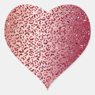 Leopard Animal Print Heart Stickers, Zazzle