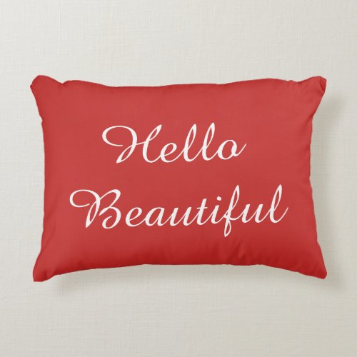 Red Blush Pink Hello Beautiful Accent Pillow