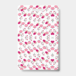 Red & Blush Pink Symmetrical Floral Garden Pattern Badge