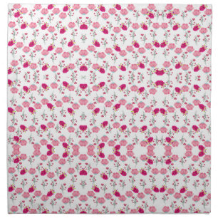 Red & Blush Pink Symmetrical Floral Garden Pattern Cloth Napkin