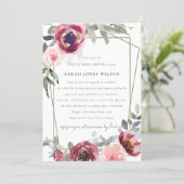 RED BLUSH ROSE FLORA DRIVE BY BRIDAL SHOWER INVITE (Standing Front)