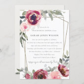 RED BLUSH ROSE FLORA DRIVE BY BRIDAL SHOWER INVITE (Front/Back)