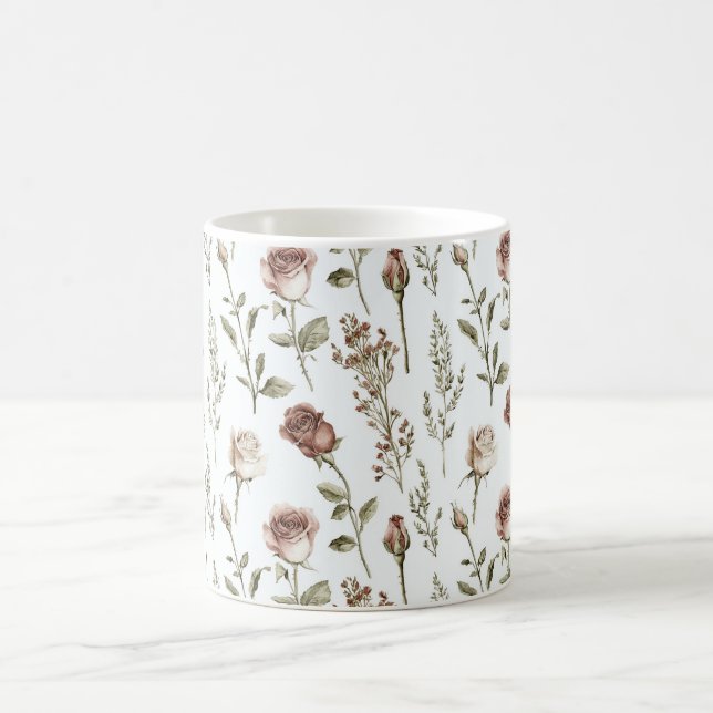 Red Blush Rose Floral   Coffee Mug (Center)