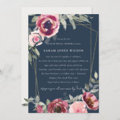 RED BLUSH ROSE NAVY DRIVE BY BRIDAL SHOWER INVITE (Front/Back)