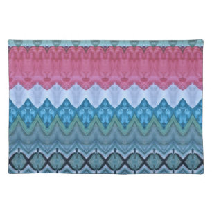 Red Blush Teal Blue Patterned Cloth Placemat