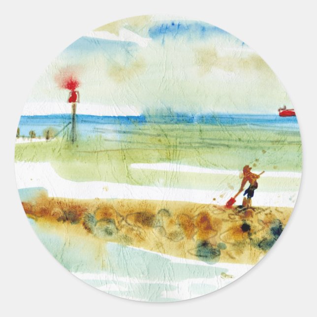 Red Boat in Mundesley, Norfolk Classic Round Sticker (Front)