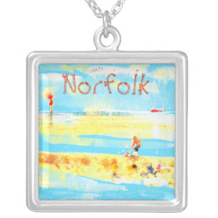 Red Boat in Mundesley, Norfolk Silver Plated Necklace
