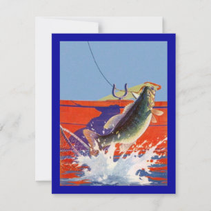 RED BOAT w/ FISH ON ~ RETIREMENT PARTY INVITATION! Invitation