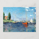 Red Boats, Argenteuil, by Claude Monet, Postcard<br><div class="desc">Claude Monet fine art colorful painting - Red Boats,  Argenteuil,  France</div>