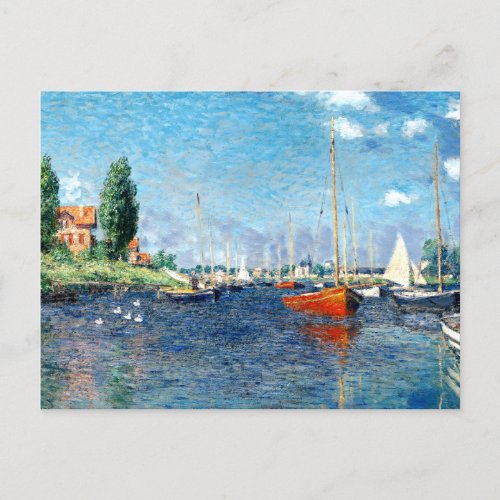 Red Boats Argenteuil by Claude Monet Postcard