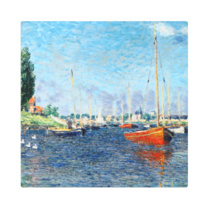 Red Boats, Argenteuil, vintage Impressionism art, Metal Print