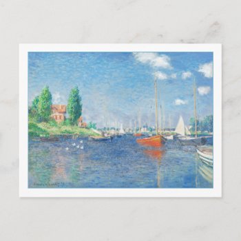 Red Boats At Argenteuil By Monet Postcard by lazyrivergreetings at Zazzle