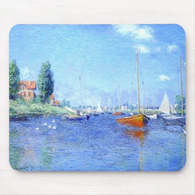 Red Boats Water Beach Monet Mousepad (Front)