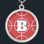 Red Bocce Ball custom monogram Silver Plated Necklace<br><div class="desc">Red Bocce Ball custom monogram Silver Plated Necklace. Personalize with custom name initial. Sporty gift for players and fans of the Italian Bocce game. Color can be changed.</div>